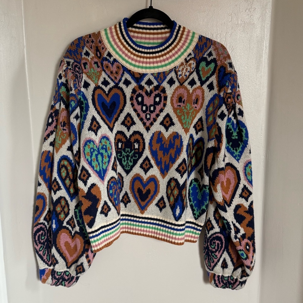 FARM Rio Hearts Ikat Sweater